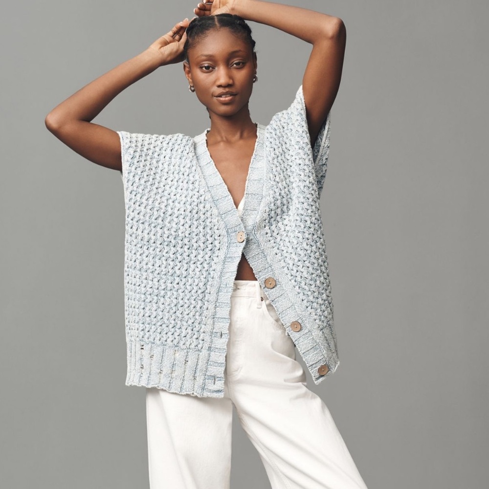 NWT Anthropologie Pilcro Oversized Distressed Sweater Vest Size Large